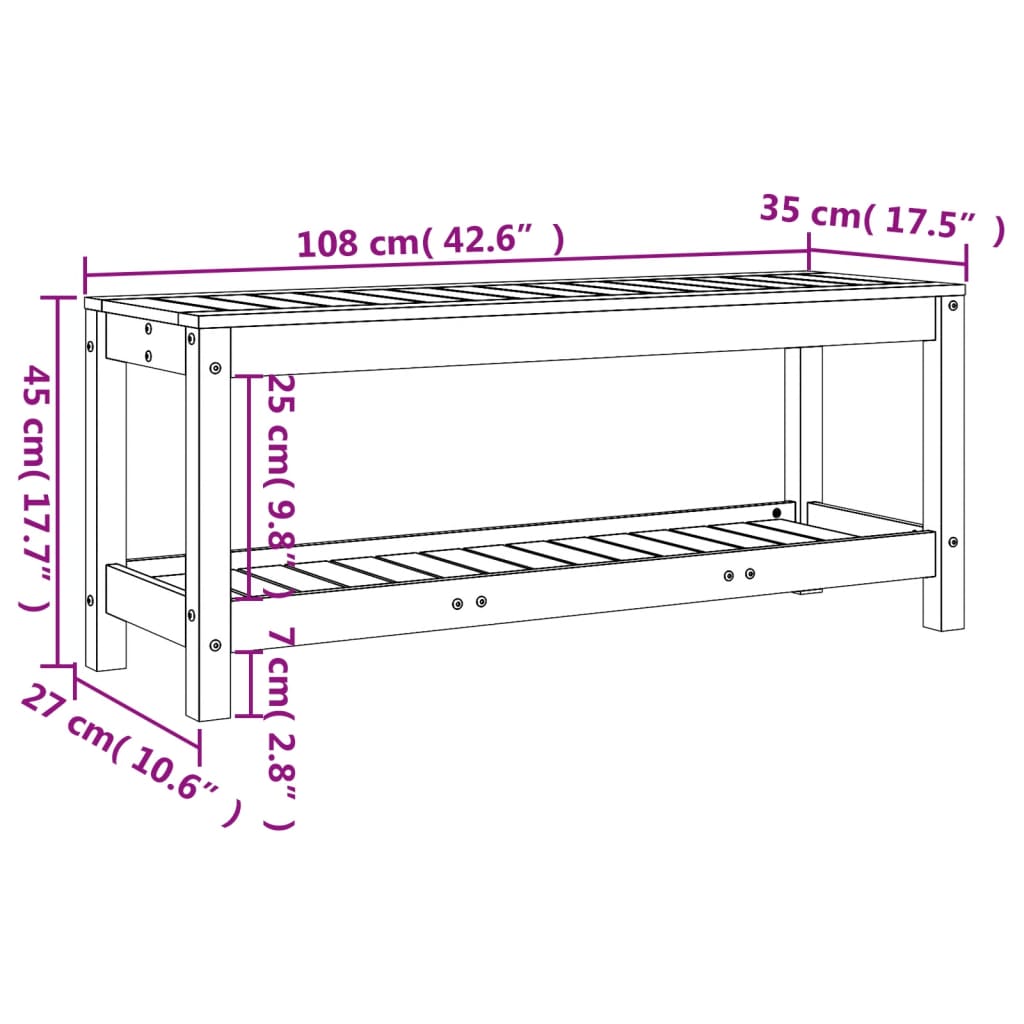 Banco de jardim 108x35x45 cm madeira de pinho maciça branco