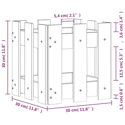 Vaso de jardim c/ design de cerca 30x30x30 cm pinho maciço