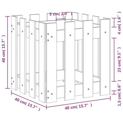 Vaso de jardim c/ design cerca 40x40x40 cm pinho maciço branco