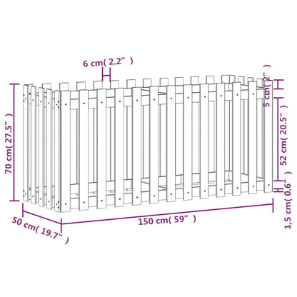 Canteiro elevado c/ design de cerca 150x50x70cm madeira douglas