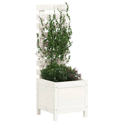 Vaso de jardim c/ suporte 39x39,5x114 cm pinho maciço branco