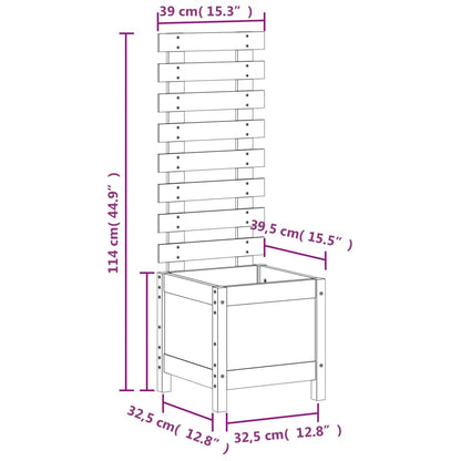 Vaso de jardim c/ suporte 39x39,5x114 cm pinho maciço branco