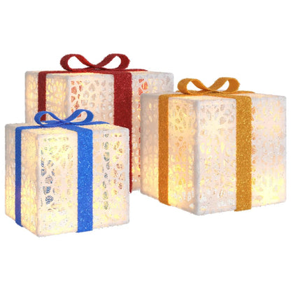 Presentes de Natal iluminados 3 pcs 64 luzes LED branco quente