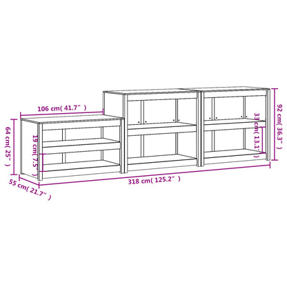 Armários de cozinha para exterior 3 pcs pinho maciço preto