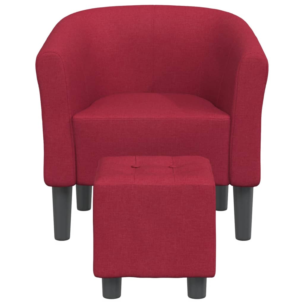 Poltrona Maiza com Apóio de Pés - Em Tecido - Cor Vermelho Escuro- 70x56x68 cm - Design Moderno