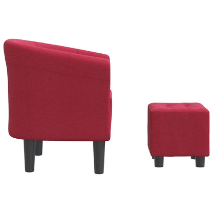 Poltrona Maiza com Apóio de Pés - Em Tecido - Cor Vermelho Escuro- 70x56x68 cm - Design Moderno