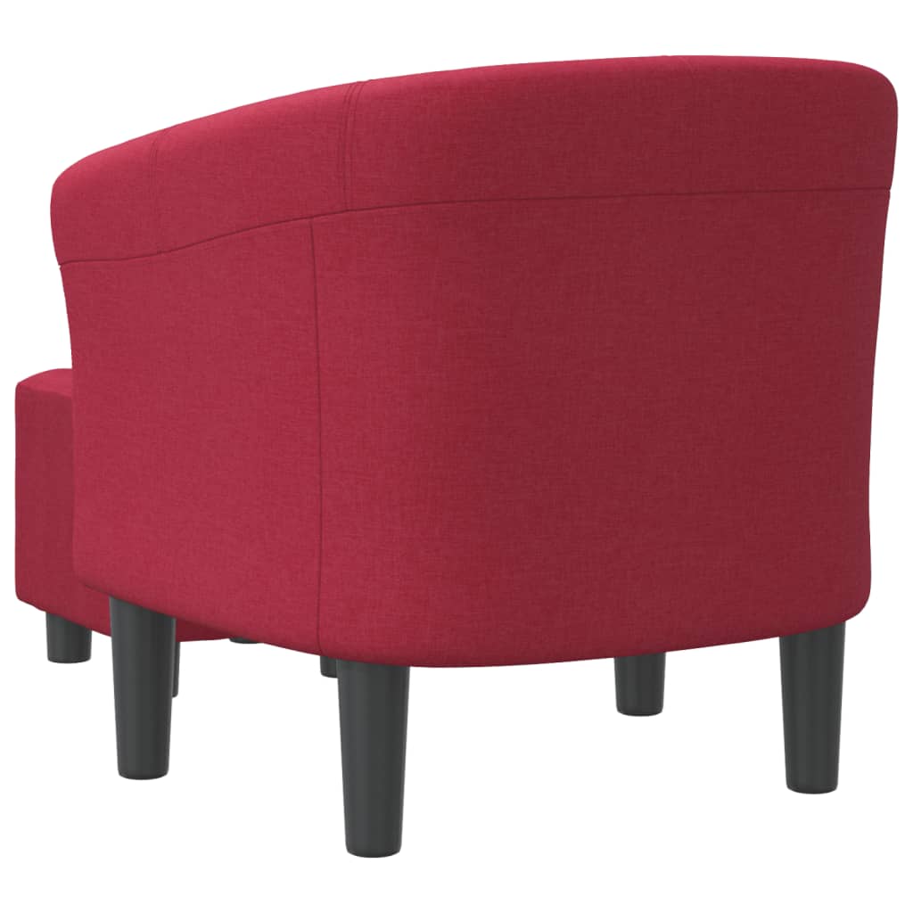 Poltrona Maiza com Apóio de Pés - Em Tecido - Cor Vermelho Escuro- 70x56x68 cm - Design Moderno