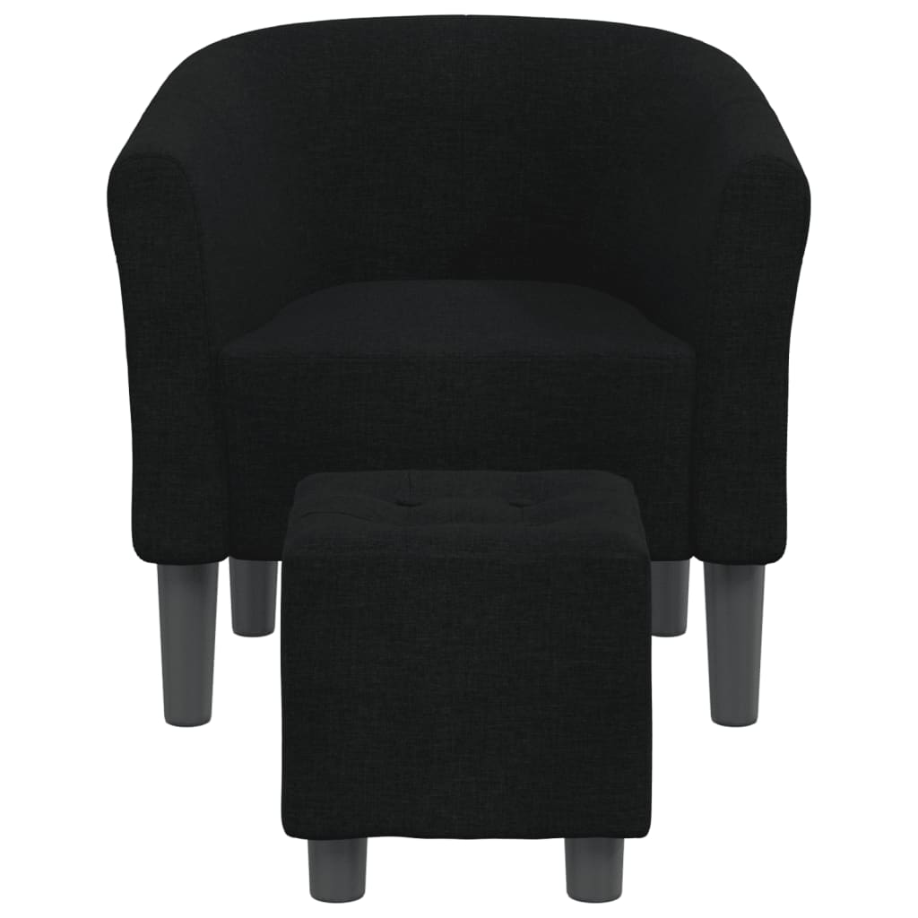 Poltrona Maiza com Apóio de Pés - Em Tecido - Cor Preto - 70x56x68 cm - Design Moderno