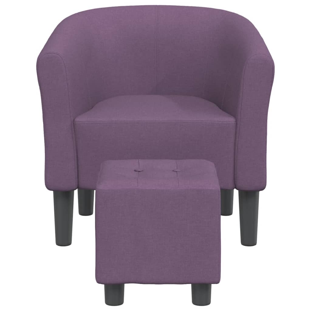 Poltrona Maiza com Apóio de Pés - Em Tecido - Cor Roxo - 70x56x68 cm - Design Moderno