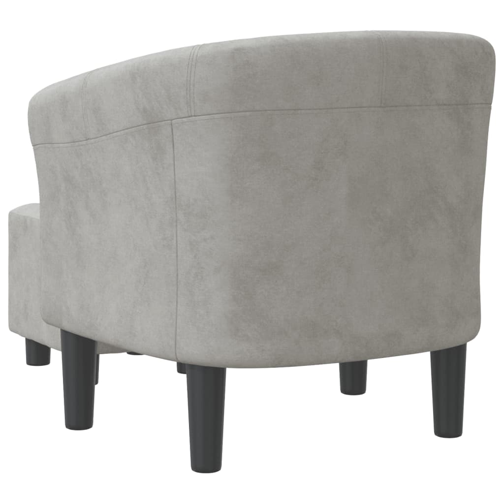 Poltrona Maiza com Apóio de Pés - Em Veludo - Cor Cinzento Claro - 70x56x68 cm - Design Moderno