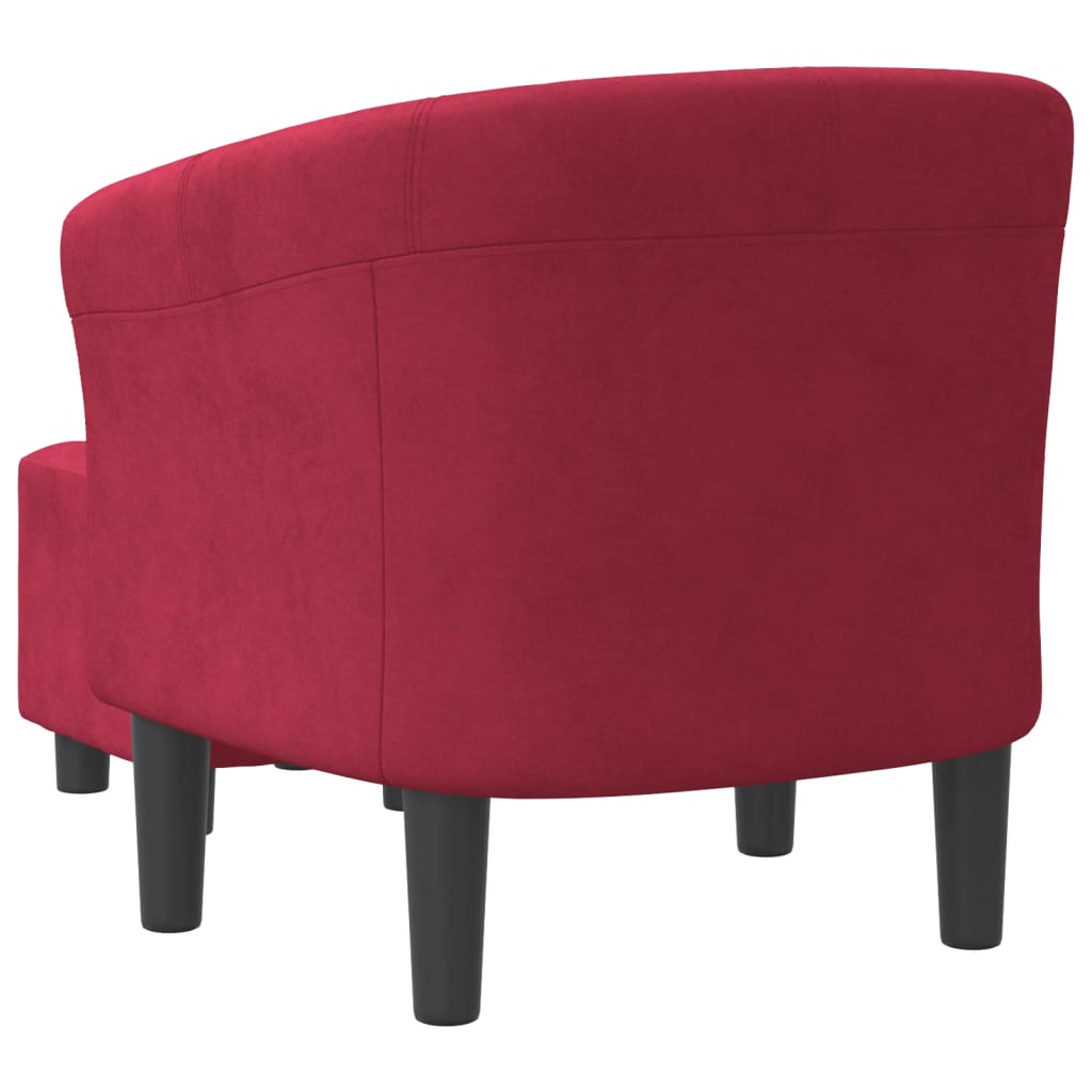 Poltrona Maiza com Apóio de Pés - Em Veludo - Cor Vermelho Escuro - 70x56x68 cm - Design Moderno