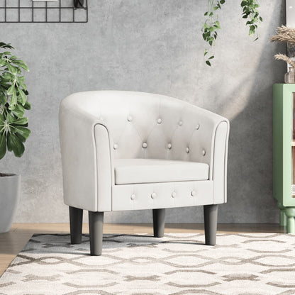 Poltrona Iris - Em Couro Artificial - Cor Branco - 70x56x68 cm - Assento, Encosto e Apóios de Braços Densamente Acolchoados - Design Moderno