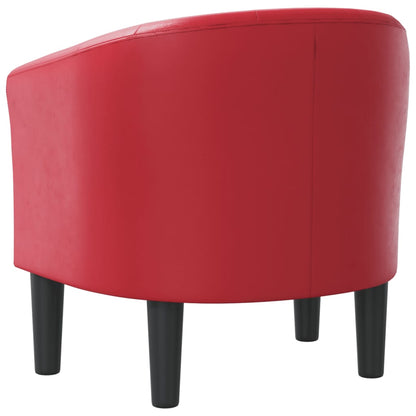 Poltrona Iris - Em Couro Artificial - Cor Vermelho - 70x56x68 cm - Assento, Encosto e Apóios de Braços Densamente Acolchoados - Design Moderno