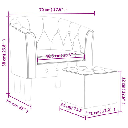 Poltrona Iris Com Apóio de Pés - Em Couro Artificial - Cor Castanho - 70x56x68 cm - Assento, Encosto e Apóios de Braços Densamente Acolchoados - Design Moderno