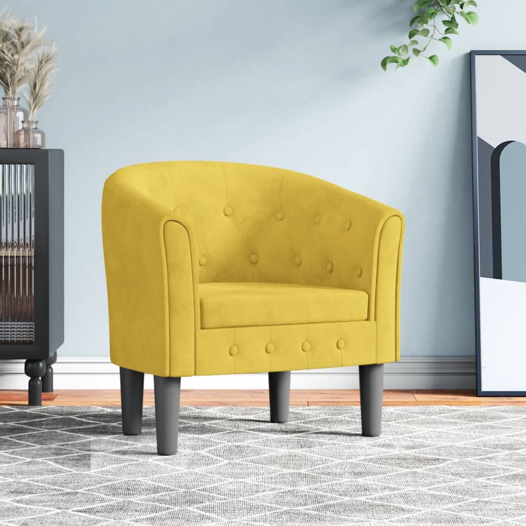 Poltrona Iris - Em Veludo - Cor Amarelo - 70x56x68 cm - Assento, Encosto e Apóios de Braços Densamente Acolchoados - Design Moderno