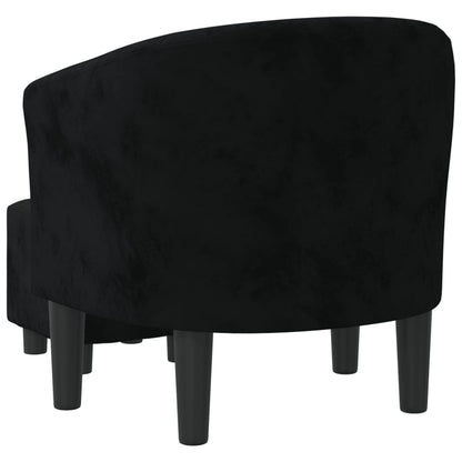 Poltrona Iris Com Apóio de Pés - Em Veludo - Cor Preto - 70x56x68 cm - Assento, Encosto e Apóios de Braços Densamente Acolchoados - Design Moderno