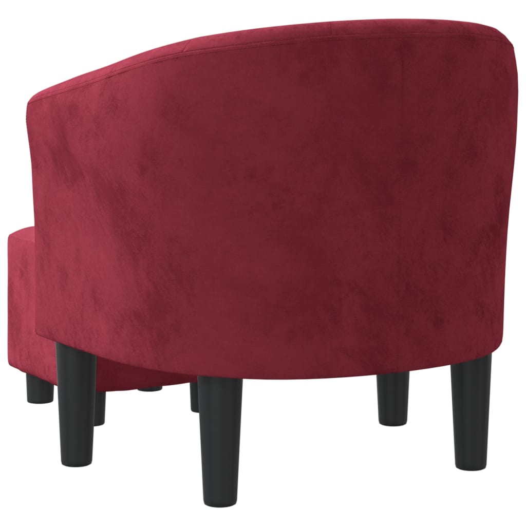 Poltrona Iris Com Apóio de Pés - Em Veludo - Cor Vermelho Escuro - 70x56x68 cm - Assento, Encosto e Apóios de Braços Densamente Acolchoados - Design Moderno