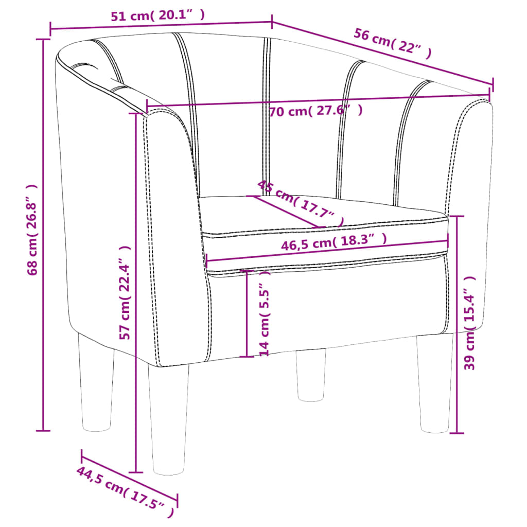 Poltrona Maiza - Em Couro Artificial - Cor Castanho - 70 x56x68 cm - Design Moderno