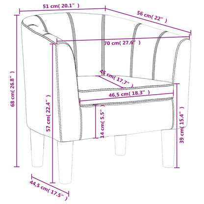 Poltrona Maiza - Em Couro Artificial - Cor Castanho - 70 x56x68 cm - Design Moderno