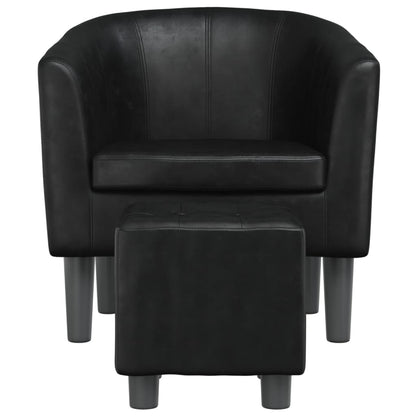 Poltrona Maiza Com Apóio de Pés- Em Couro Artificial - Cor Preto - 70 x56x68 cm - Design Moderno