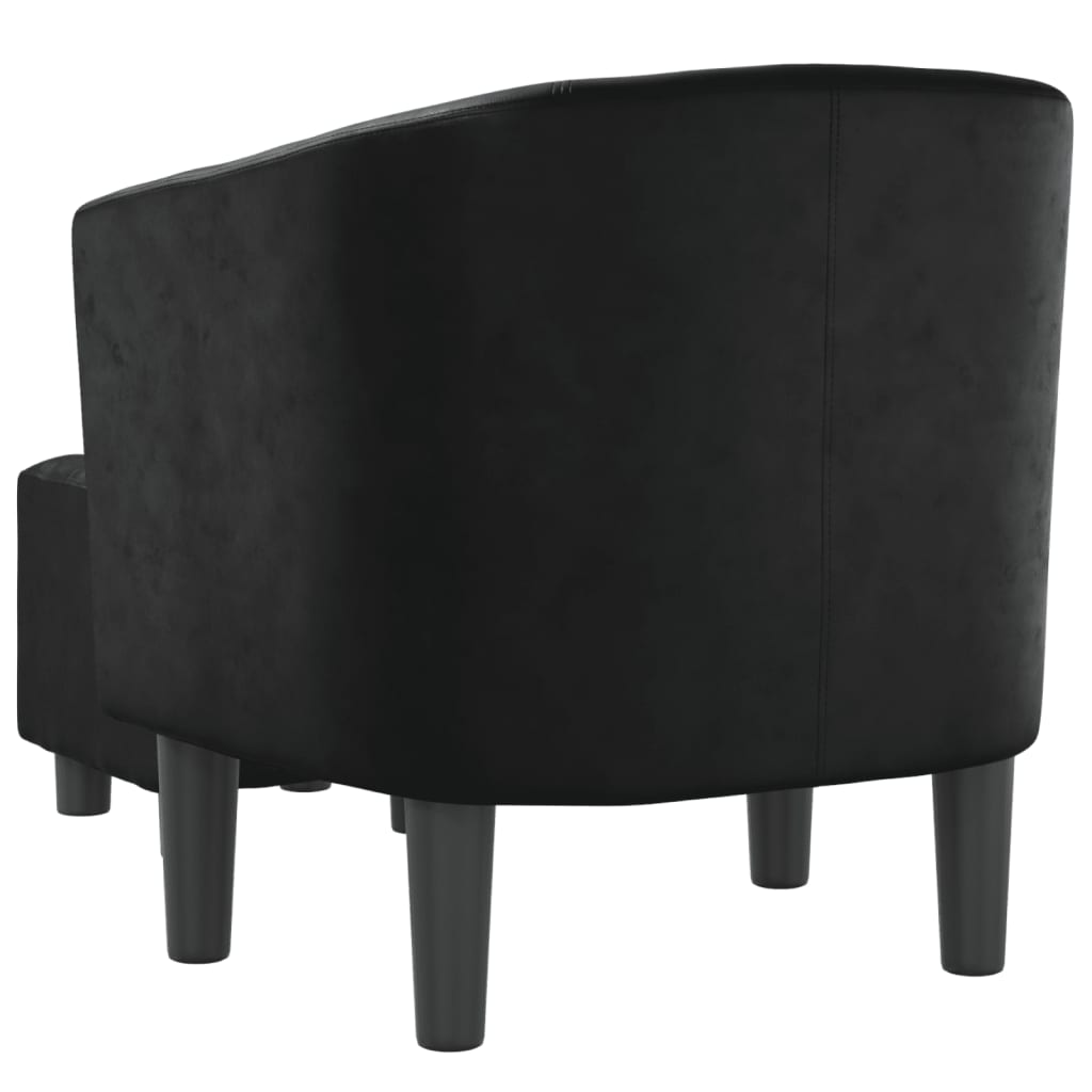 Poltrona Maiza Com Apóio de Pés- Em Couro Artificial - Cor Preto - 70 x56x68 cm - Design Moderno