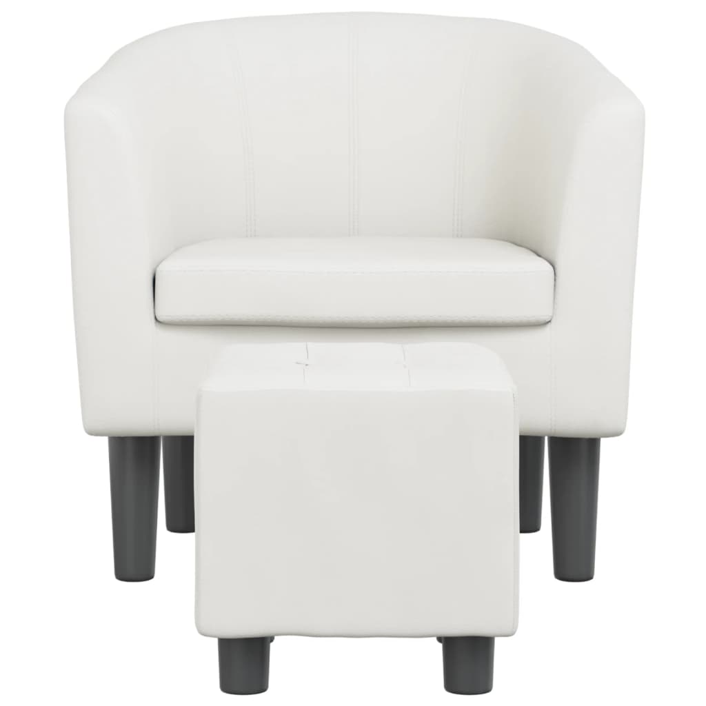 Poltrona Maiza Com Apóio de Pés- Em Couro Artificial - Cor Branco - 70 x56x68 cm - Design Moderno