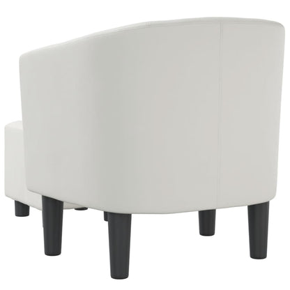 Poltrona Maiza Com Apóio de Pés- Em Couro Artificial - Cor Branco - 70 x56x68 cm - Design Moderno