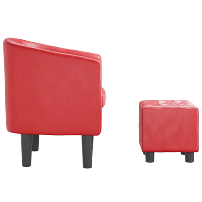 Poltrona Maiza Com Apóio de Pés- Em Couro Artificial - Cor Vermelho - 70 x56x68 cm - Design Moderno