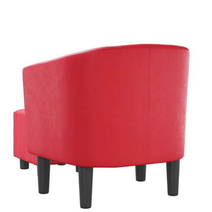 Poltrona Maiza Com Apóio de Pés- Em Couro Artificial - Cor Vermelho - 70 x56x68 cm - Design Moderno