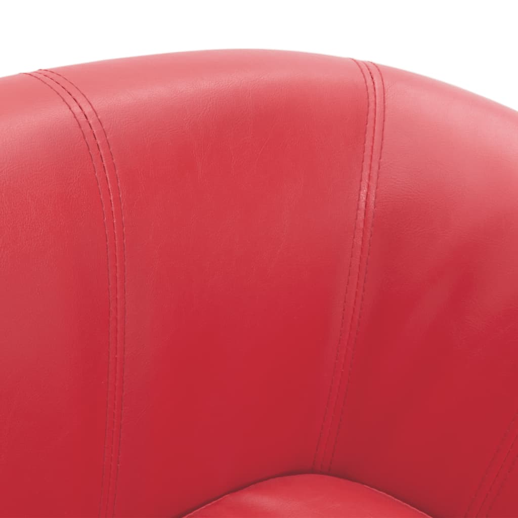 Poltrona Maiza Com Apóio de Pés- Em Couro Artificial - Cor Vermelho - 70 x56x68 cm - Design Moderno