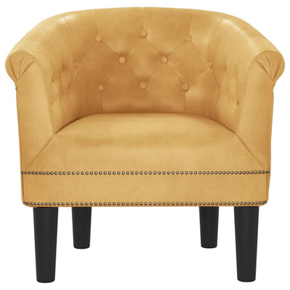 Poltrona Andria em Couro Artificial - Dourado - Design Vintage