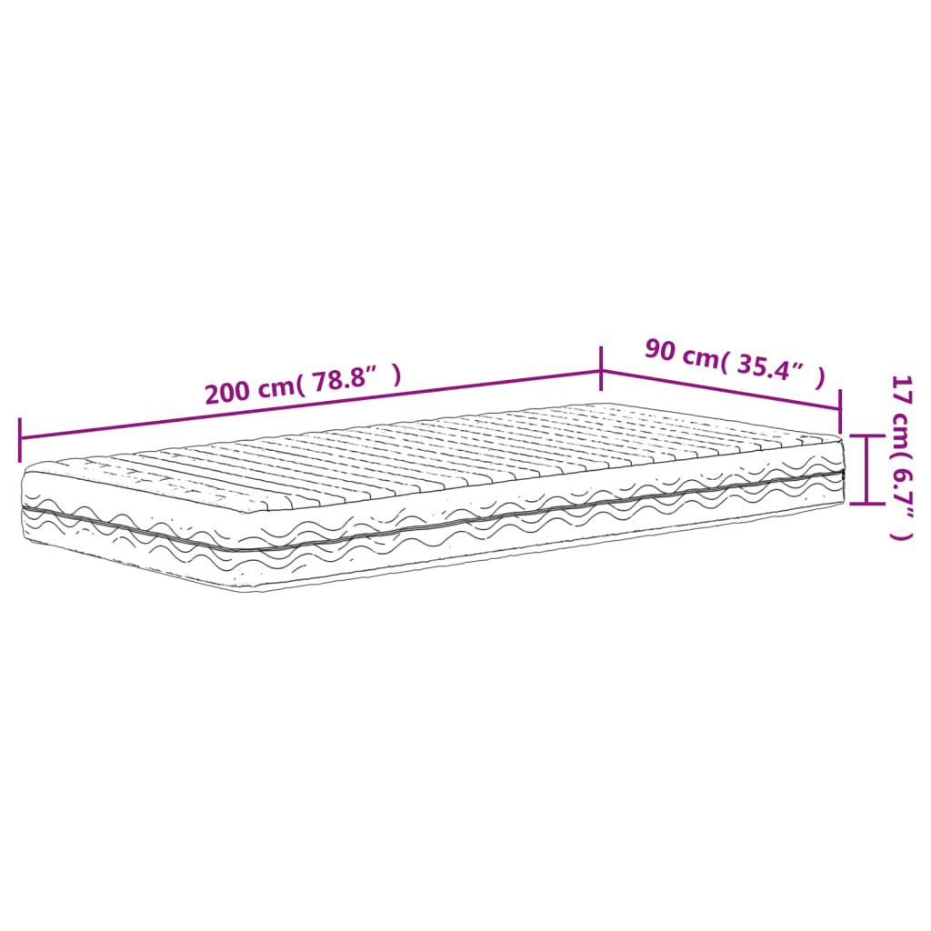 Colchão de espuma 90x200 cm dureza H2 H3 branco