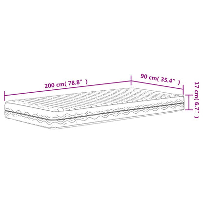 Colchão de espuma 90x200 cm dureza H2 H3 branco