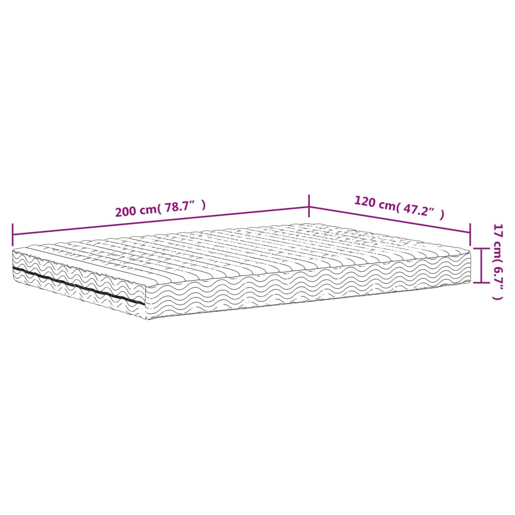 Colchão de espuma 120x200 cm dureza H2 H3 branco