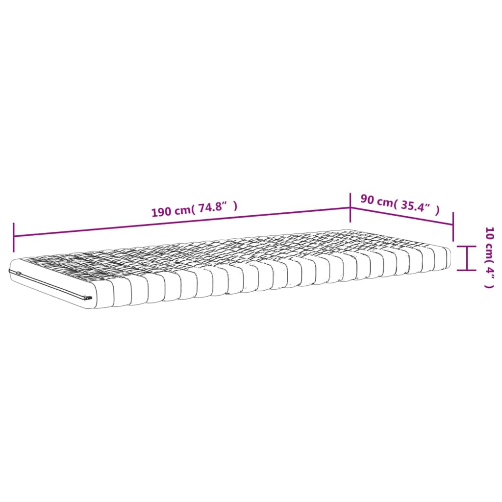 Colchão de espuma 90x190 cm 7 zonas dureza 20 ILD branco