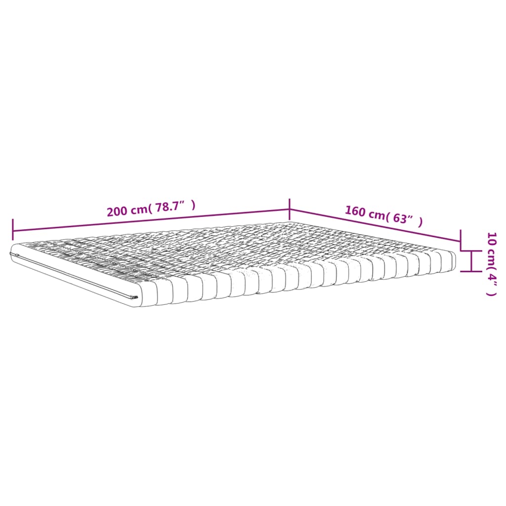 Colchão de espuma 160x200 cm 7 zonas dureza 20 ILD branco