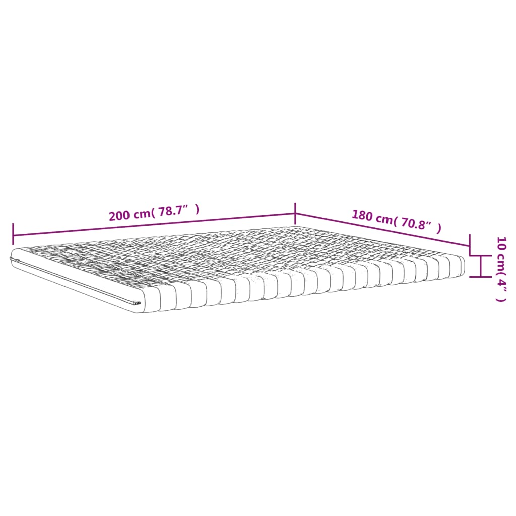 Colchão de espuma 180x200 cm 7 zonas dureza 20 ILD branco