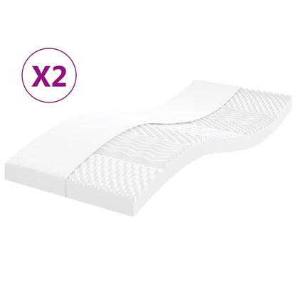 Colchões de espuma 2 pcs 90x190 cm 7 zonas dureza 20 ILD branco