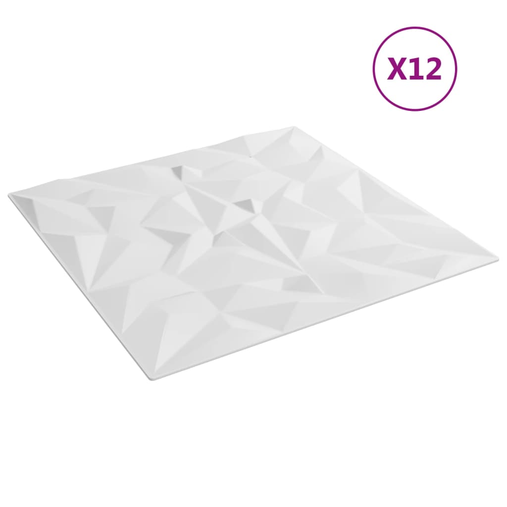 Painéis de parede 12 pcs 50x50 cm 3m² XPS ametista branco