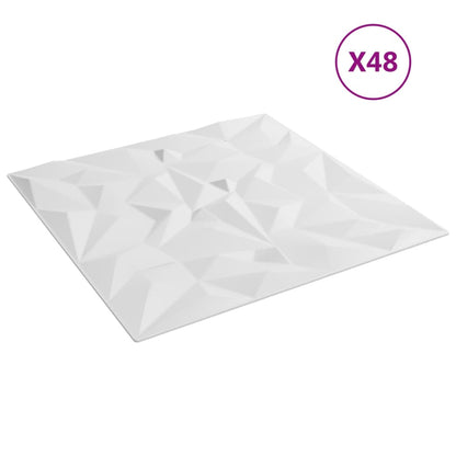 Painéis de parede 48 pcs 50x50 cm 12m² EPS ametista branco