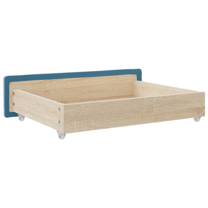 Gavetas de cama 2 pcs derivados de madeira e veludo azul