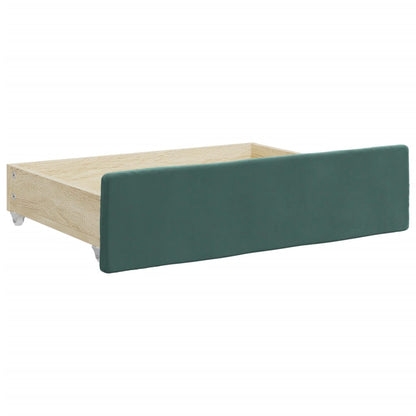 Gavetas de cama 2pcs derivados de madeira e veludo verde-escuro