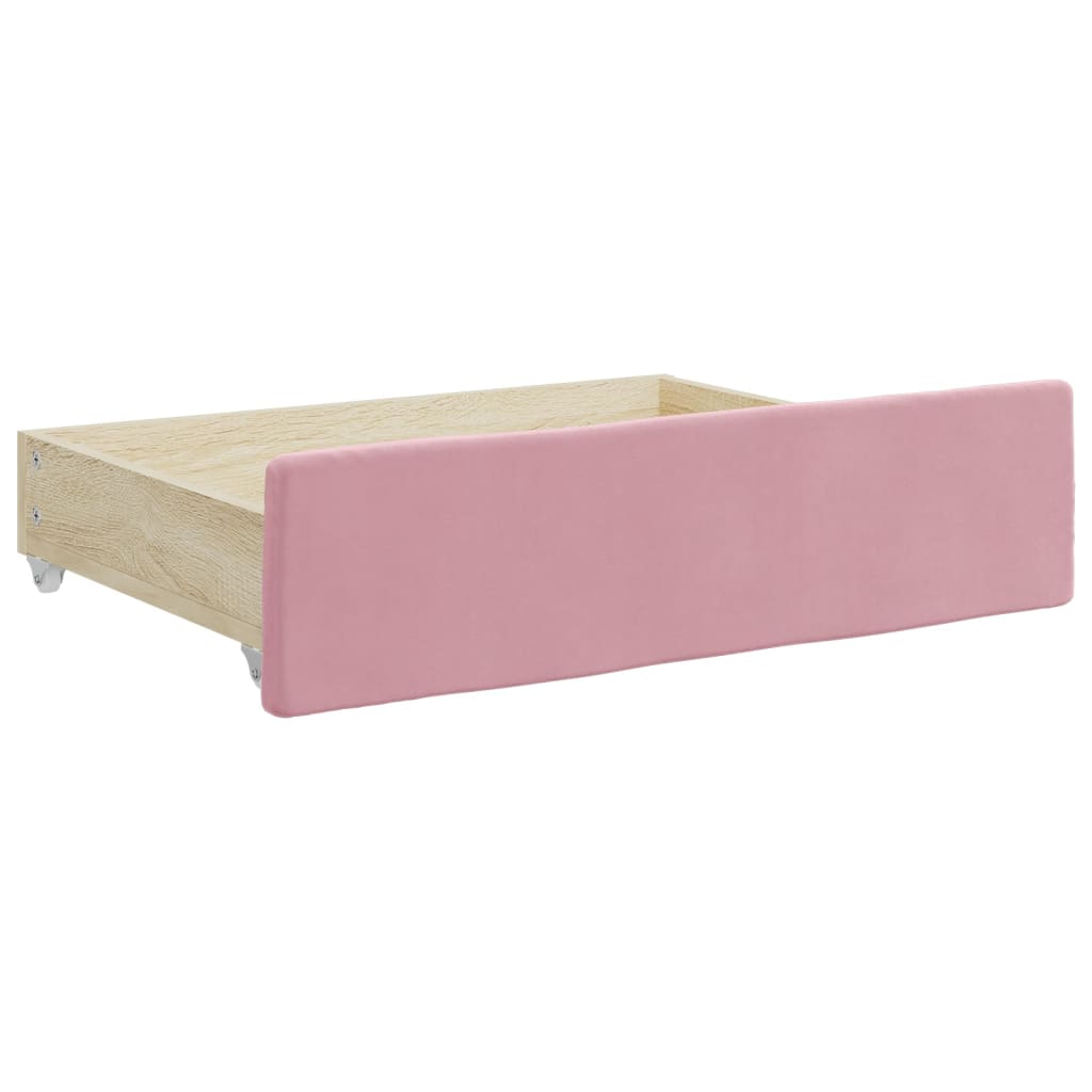 Gavetas de cama 2 pcs derivados de madeira e veludo rosa