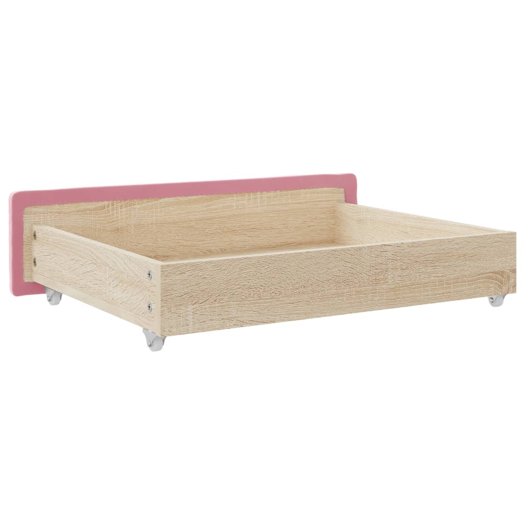 Gavetas de cama 2 pcs derivados de madeira e veludo rosa