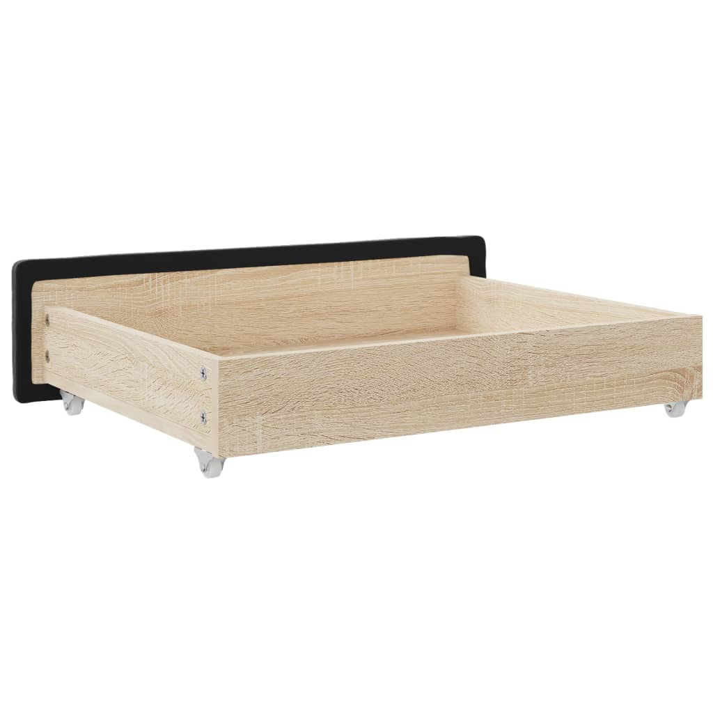 Gavetas de cama 2 pcs derivados de madeira e veludo preto