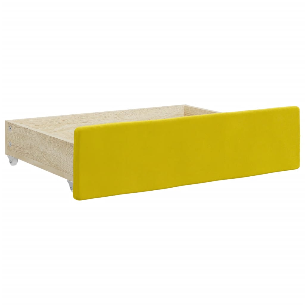 Gavetas de cama 2 pcs derivados de madeira e veludo amarelo