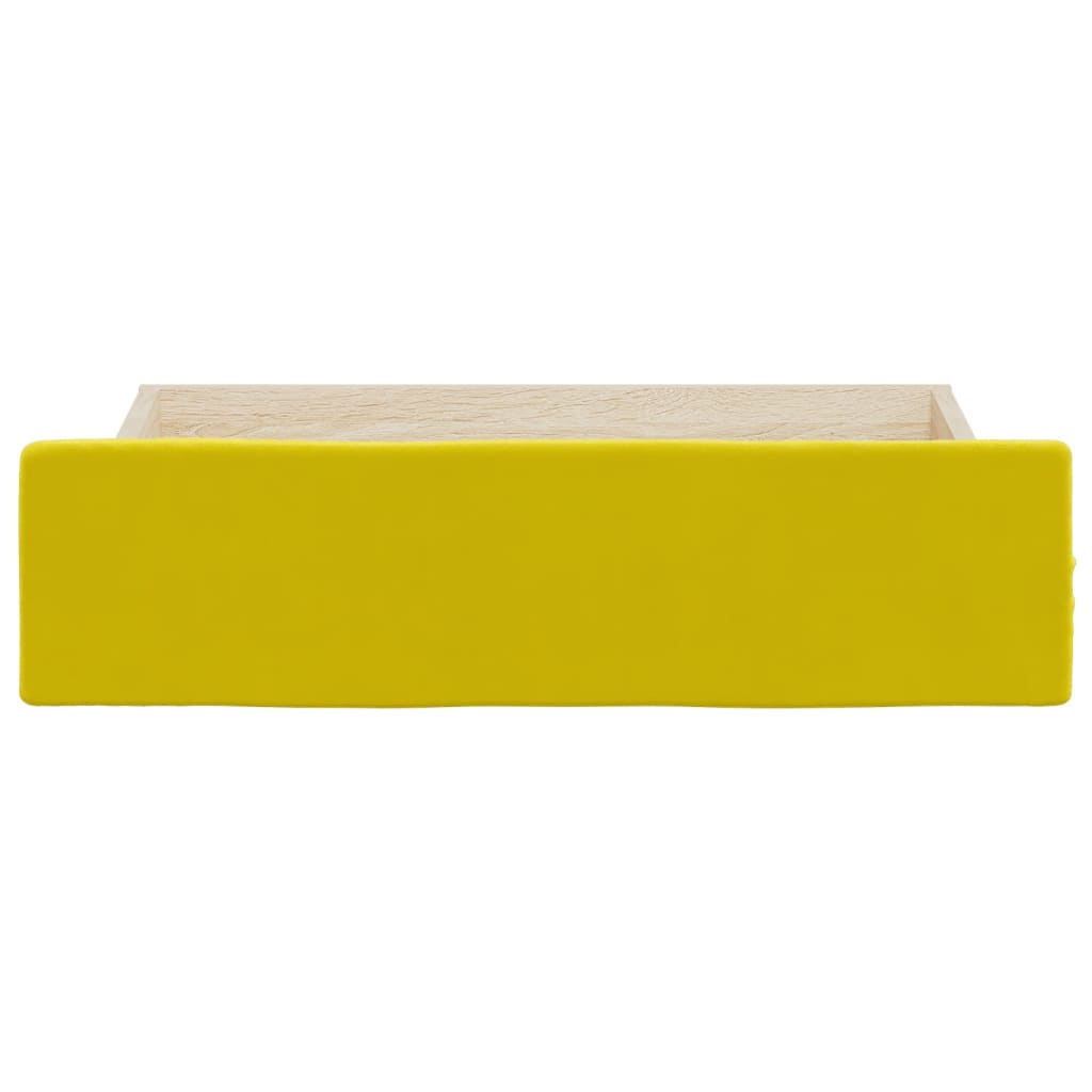 Gavetas de cama 2 pcs derivados de madeira e veludo amarelo