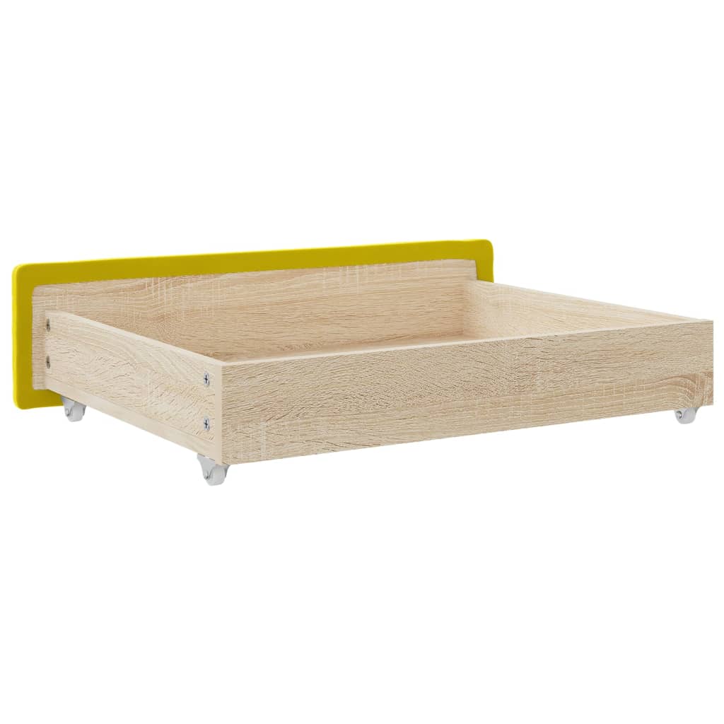 Gavetas de cama 2 pcs derivados de madeira e veludo amarelo