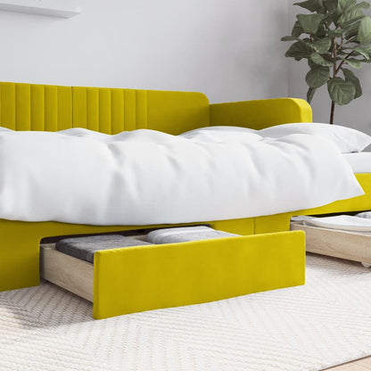 Gavetas de cama 2 pcs derivados de madeira e veludo amarelo