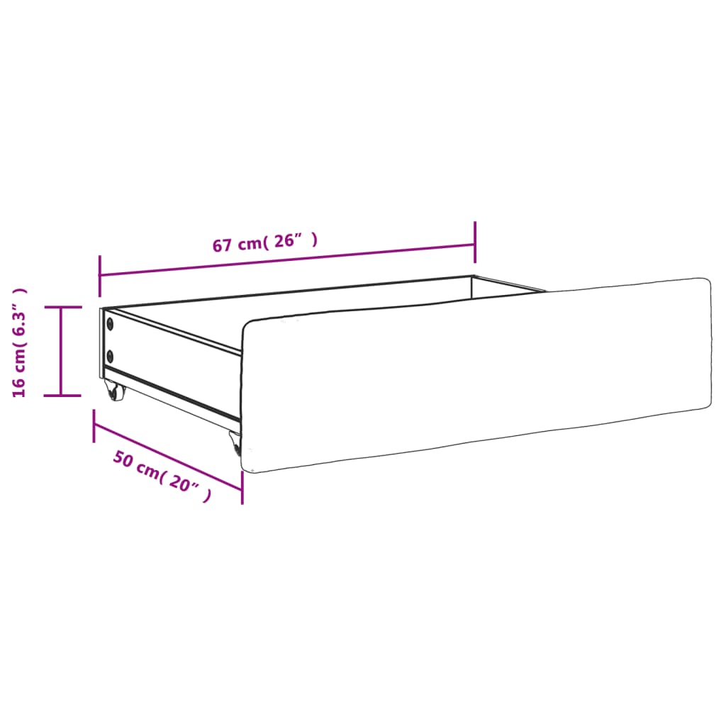 Gavetas de cama 2 pcs derivados de madeira e couro artif. creme